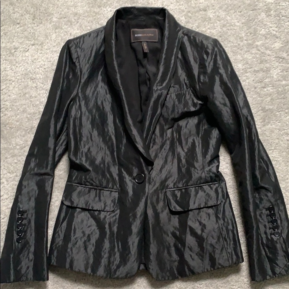 BCBGMaxAzria Black Shiny Textured Blazer